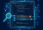 Debugging for beginners with highlighted code errors and correction symbols.