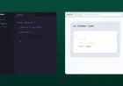 JavaScript Fetch API request showing browser, code editor and data response.
