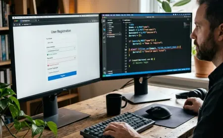 PHP form validation shown with web form preview and backend code.