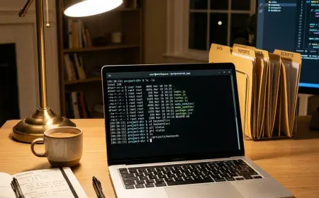 Terminal window showing file navigation commands with organized directory structure.