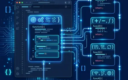 Programming functions explained with reusable code blocks and a clean code interface.