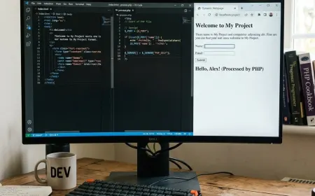 PHP and HTML working together to create a dynamic web page.